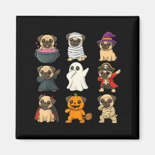 Grappige Pug-ras huisdier Halloween pompoenen Hall Magneet