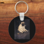 Grappige Pug Rokt Meme Sigaret Hond Meme Straat Sleutelhanger (Voorkant)