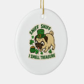 Grappige Pug-schatjacht St. Patrick's Day Keramisch Ornament (Rechts)