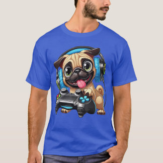 Grappige Pug Schattige Hond Puppy Gamer Pugs Gamen T-shirt