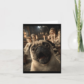 Grappige Pug Selfie Met Griezeldollen Griezelig Kaart