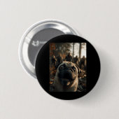 Grappige Pug Selfie Met Zombies Griezelig Bos Ronde Button 5,7 Cm (Voorkant /achterkant)