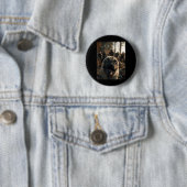 Grappige Pug Selfie Met Zombies Griezelig Bos Ronde Button 5,7 Cm (In situ)