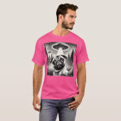 Grappige Pug Selfie UFO's Alien T-shirt (Voorkant volledig)