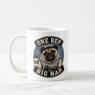 Grappige Pug Sportbeker Eén Herhaling Grote Slaa Koffiemok