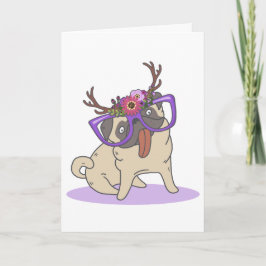 Grappige Pug van de Hippie van Hipster Boho Bedankkaart