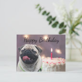 Grappige pug verjaardag briefkaart (Staand voorkant)