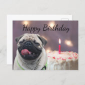 Grappige pug verjaardag briefkaart (Voorkant / Achterkant)