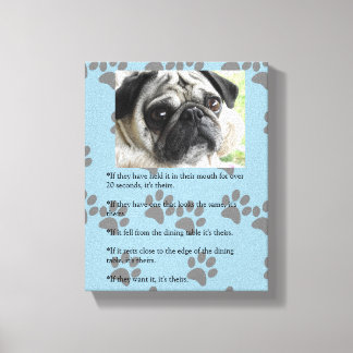 Grappige PUG-wetten van eigendom witte Pug Canvas Afdruk