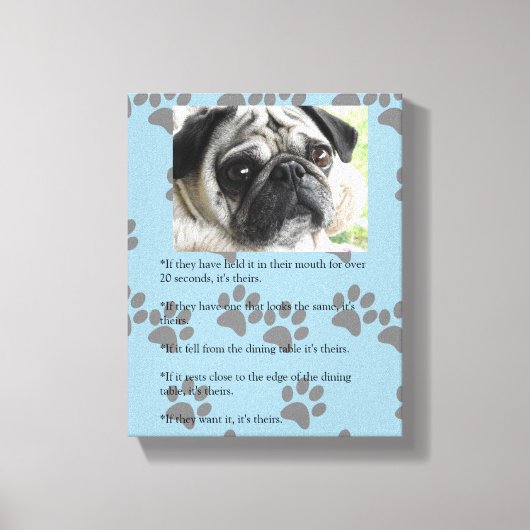 Grappige PUG-wetten van eigendom witte Pug Canvas Afdruk (Voorkant)