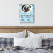 Grappige PUG-wetten van eigendom witte Pug Canvas Afdruk (Insitu (Slaapkamer))