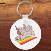 Grappige PUG wil een eenhoorn zijn Schattige regen Sleutelhanger (Voorkant)