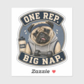 Grappige Pug Workout Vinyl Sticker | Eén Herhaling (Vel)