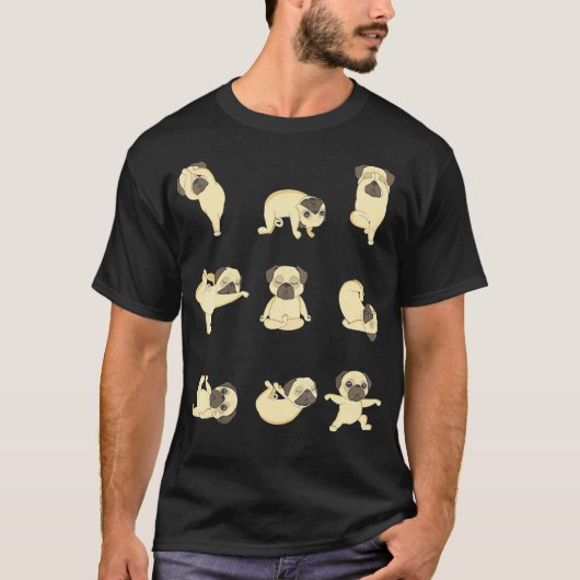 Grappige Pug Yoga Posities T-shirt (Voorkant)