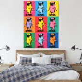Grappige Pugs op Skateboards Pop Art Raster Canvas Afdruk (Insitu (Slaapkamer))