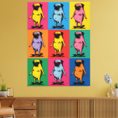 Grappige Pugs op Skateboards Pop Art Raster Canvas Afdruk (Insitu (Woonkamer))