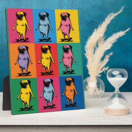 Grappige Pugs op Skateboards Pop Art Raster Fotoplaat