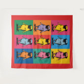 Grappige Pugs op Skateboards Pop Art Raster Wandkleed (Voorkant (horizontaal))