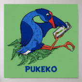 Grappige Pukeko met mobiele telefoon Poster (Voorkant)