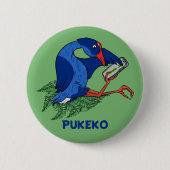 Grappige Pukeko met mobiele telefoon Ronde Button 5,7 Cm (Voorkant)