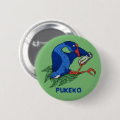 Grappige Pukeko met mobiele telefoon Ronde Button 5,7 Cm (Voorkant /achterkant)