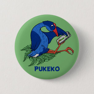 Grappige Pukeko met mobiele telefoon Ronde Button 5,7 Cm