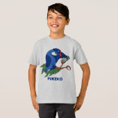 Grappige Pukeko met mobiele telefoon T-shirt (Voorkant volledig)