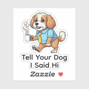 Grappige Puli-hond Zakelijke Pak Koffie Sticker