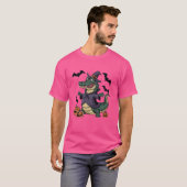 Grappige Pumpkin Bat Witch Kostuum Alligator Hallo T-shirt (Voorkant volledig)