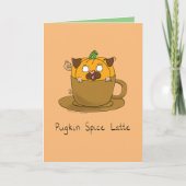 Grappige Pumpkin Spice Latte Pug Dog Coffee Kaart (Voorkant)