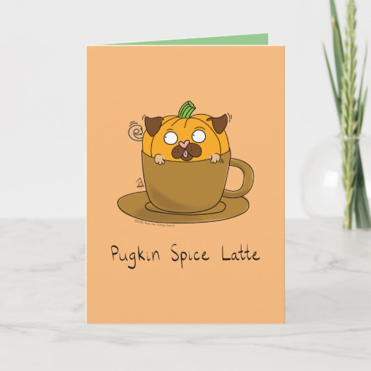 Grappige Pumpkin Spice Latte Pug Dog Coffee Kaart (Voorkant)