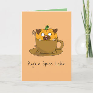 Grappige Pumpkin Spice Latte Pug Dog Coffee Kaart