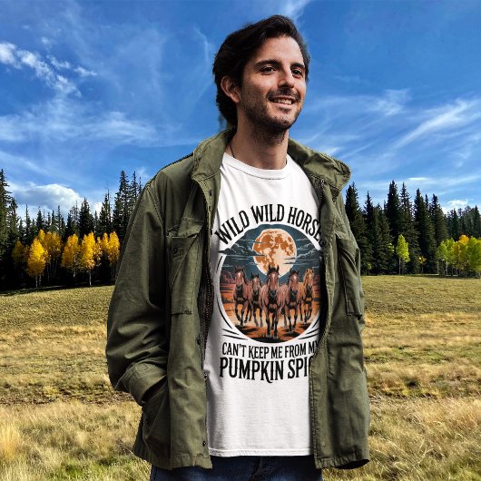 Grappige Pumpkin Spice Seizoen Meme Wilde Paarden T-shirt