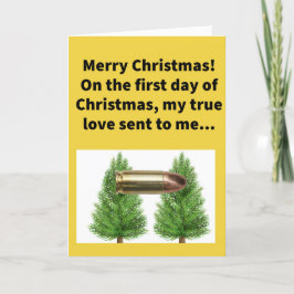 Grappige Pun Cartridge In Een Paar Bomen Kerstmis Kaart