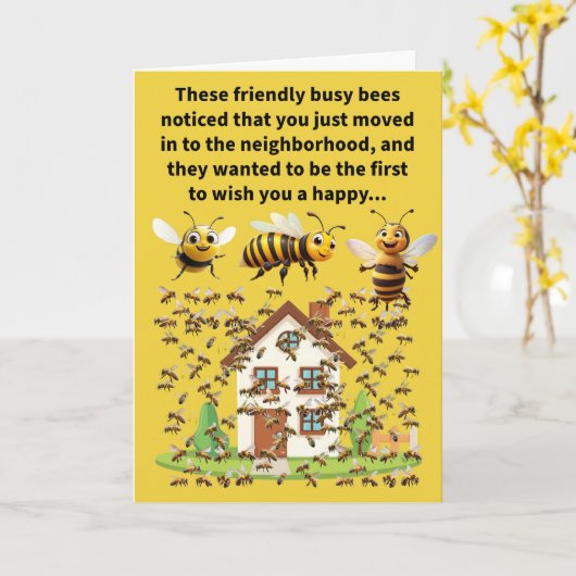 Grappige Pun House zwermende aanmoediging Kaart (Gele Bloem)