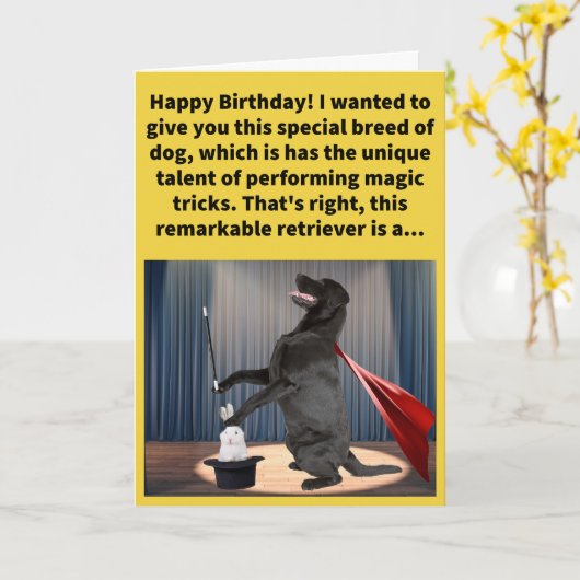 Grappige Pun Labracadabor Gelukkige Verjaardag Kaart (Gele Bloem)