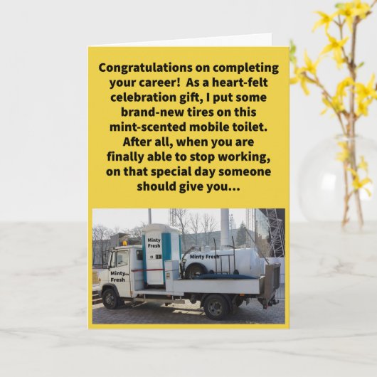 Grappige Pun Opnieuw Vermoeid Mint Potty Pensioen Kaart (Gele Bloem)