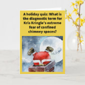 Grappige Pun Santaclaustrofobie Vrolijk Kerstfeest Kaart (Gele Bloem)