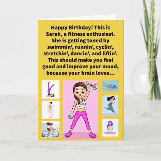 Grappige Pun Sarah Tonin' Happy Birthday Kaart (Voorkant)