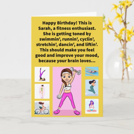 Grappige Pun Sarah Tonin' Happy Birthday Kaart (Gele Bloem)