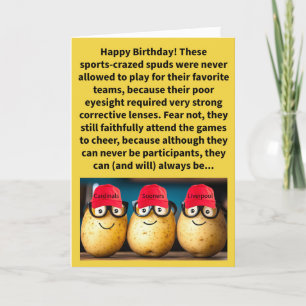 Grappige Pun Spec Taters Happy Birthday Kaart