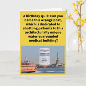 Grappige Pun Statin Island Veerboot Gelukkige Verj Kaart (Gele Bloem)