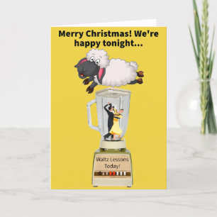 Grappige Pun Waltzing in een blender onder Lamb Xm Kaart