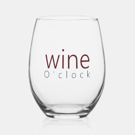 Grappige Pun Wine O'clock Typografie Wijnglas Zonder Voet