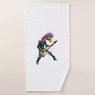 Grappige Punk Giraffe, Rock'n Roll Gothic Giraffe, Badhanddoek