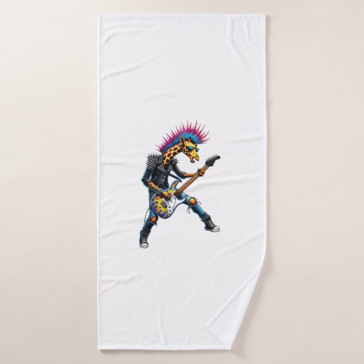 Grappige Punk Giraffe, Rock'n Roll Gothic Giraffe, Badhanddoek (Badhanddoek)
