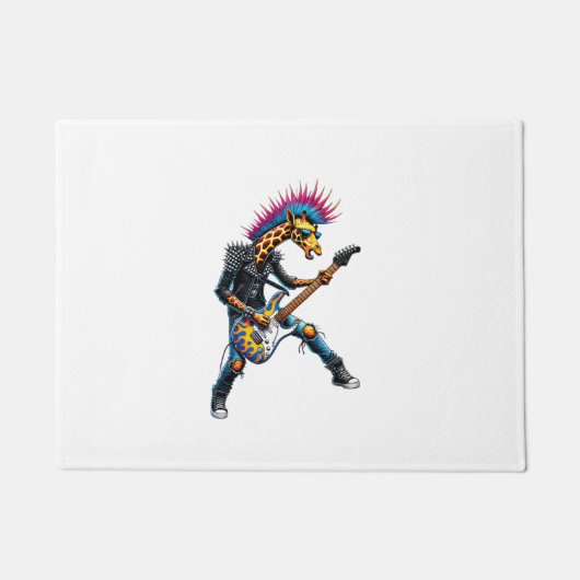 Grappige Punk Giraffe, Rock'n Roll Gothic Giraffe, Deurmat (Voorkant)