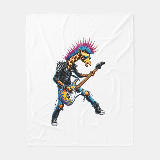 Grappige Punk Giraffe, Rock'n Roll Gothic Giraffe, Fleece Deken (Voorkant)