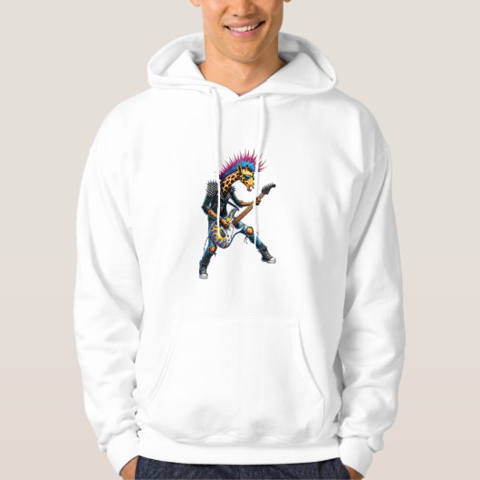 Grappige Punk Giraffe, Rock'n Roll Gothic Giraffe, Hoodie (Voorkant)