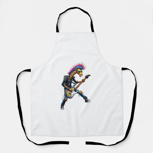 Grappige Punk Giraffe, Rock'n Roll Gothic Giraffe, Schort (Voorkant)